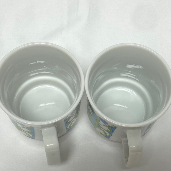 MCM Floral 60's Coffee Mugs Retro 8 oz Cups Japan Set of 2 - Picture 4 of 13
